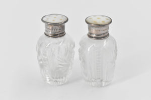 Sterling Silver Mother of Pearl Cut Crystal Salt & Pepper Shaker (2 pcs)