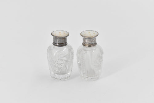 Sterling Silver Mother of Pearl Cut Crystal Salt & Pepper Shaker (2 pcs)