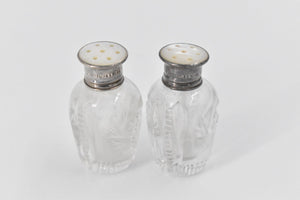 Sterling Silver Mother of Pearl Cut Crystal Salt & Pepper Shaker (2 pcs)