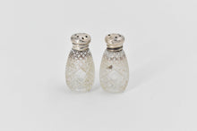 Load image into Gallery viewer, Sterling Silver Antique Cut Crystal Salt &amp; Pepper Shaker Set (2 pcs)