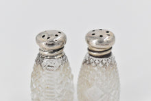Load image into Gallery viewer, Sterling Silver Antique Cut Crystal Salt &amp; Pepper Shaker Set (2 pcs)
