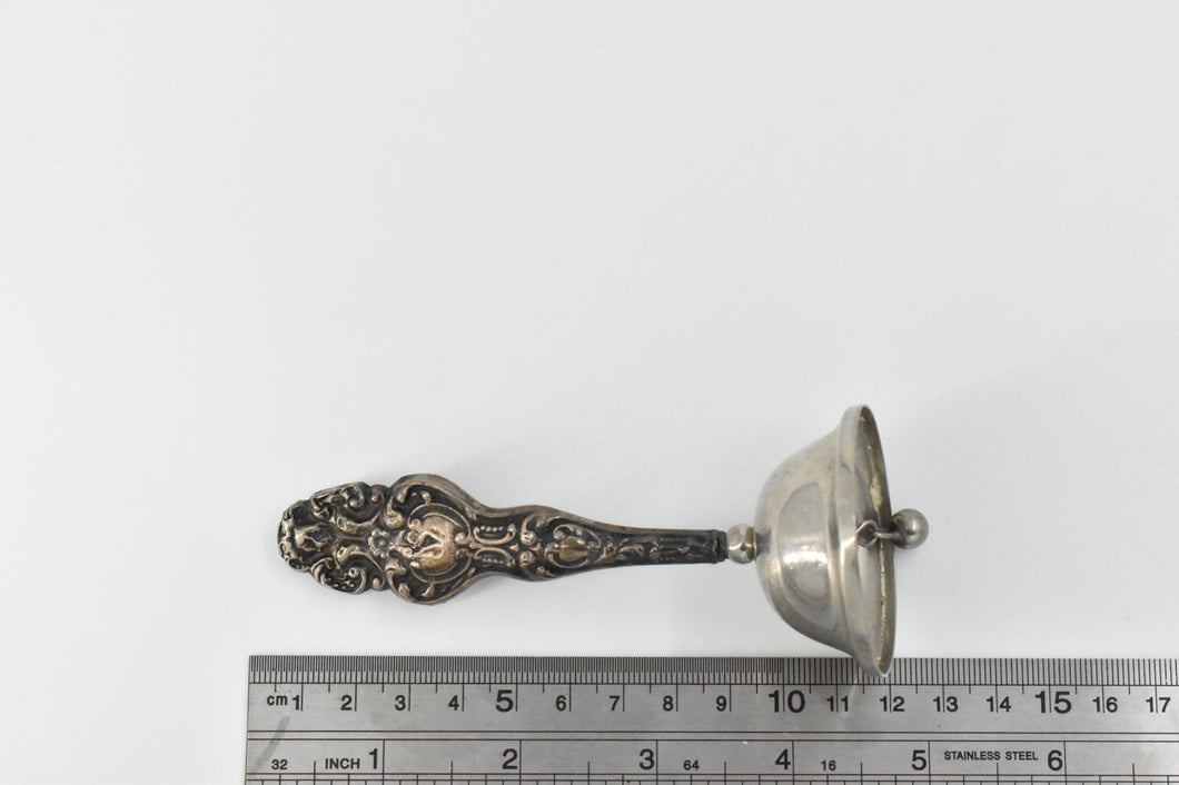 Sterling Silver Antique Repousse Rococo Dinner Bell