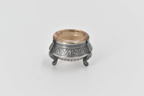 Sterling Silver Ornate Antique Scroll Embossed Salt Cellar