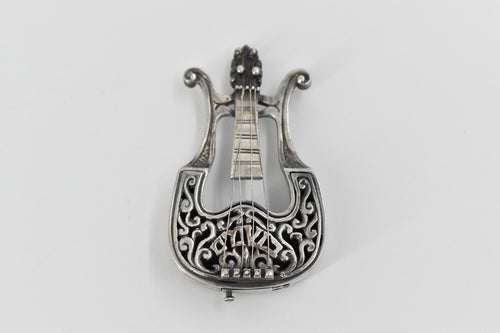 Sterling Silver Havdalah Harp Ornate Lyre Stringed Spice Box