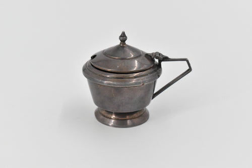 Sterling Silver 1936 George Boot Cobalt Glass Lidded Salt Cellar