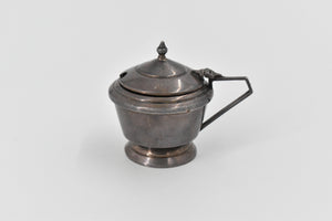 Sterling Silver 1936 George Boot Cobalt Glass Lidded Salt Cellar