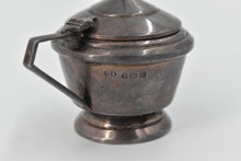 Load image into Gallery viewer, Sterling Silver 1936 George Boot Cobalt Glass Lidded Salt Cellar