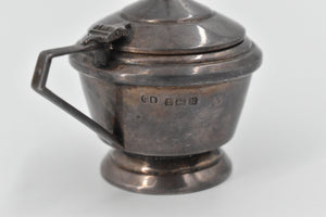 Sterling Silver 1936 George Boot Cobalt Glass Lidded Salt Cellar