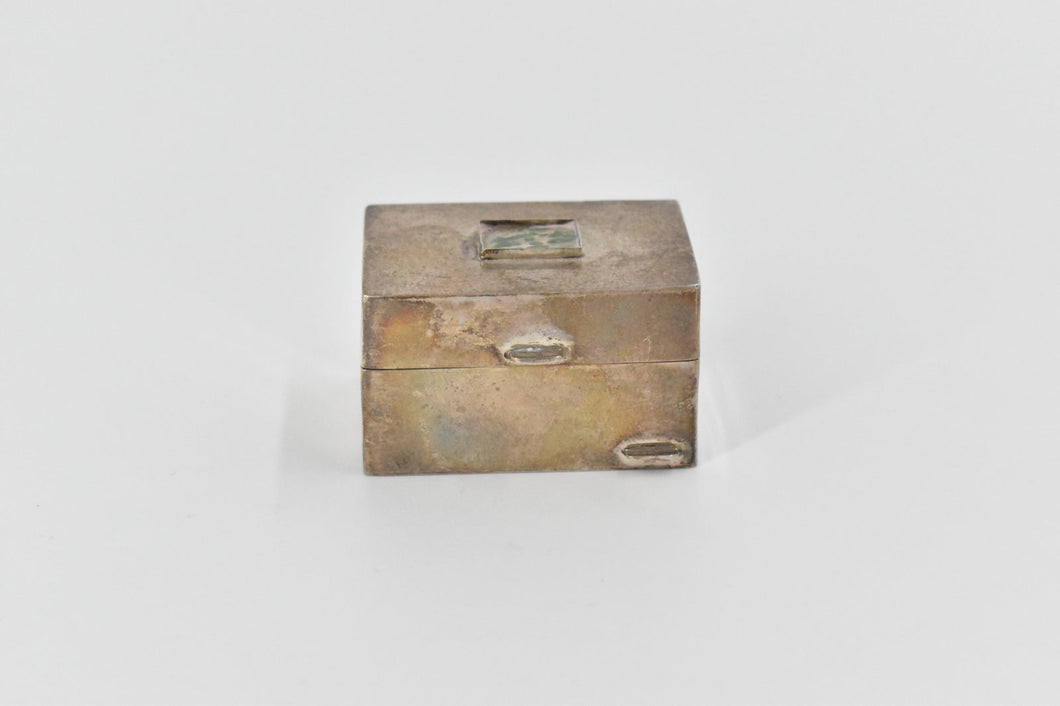 Sterling Silver Square Vintage Hand Made Trinket Pill Box