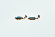 Load image into Gallery viewer, Copper Ornate Oval Turquoise Southwestern Dangle Earrings