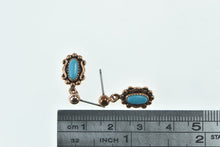 Load image into Gallery viewer, Copper Ornate Oval Turquoise Southwestern Dangle Earrings