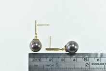 Load image into Gallery viewer, 18K Tahitian Pearl Diamond Dangle Statement Earrings Yellow Gold