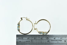 Load image into Gallery viewer, 10K 24.5mm Heart Cut Blue Topaz Diamond Hoop Earrings Yellow Gold