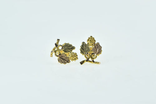 10K Black Hills Leaf Cluster Vintage Fashion Stud Earrings Yellow Gold