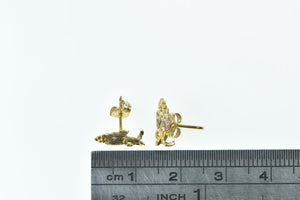 10K Black Hills Leaf Cluster Vintage Fashion Stud Earrings Yellow Gold