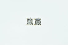 Load image into Gallery viewer, 10K Princess Diamond Squared Vintage Classic Stud Earrings Yellow Gold