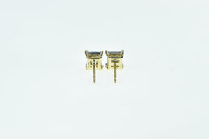 10K Princess Diamond Squared Vintage Classic Stud Earrings Yellow Gold