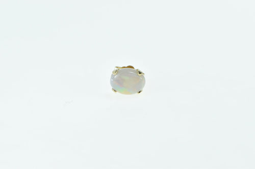 14K Oval Natural Opal Classic Solitaire Single Stud Earring Yellow Gold