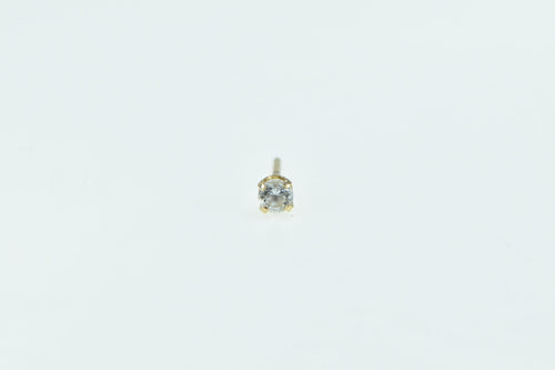 14K Classic Single Diamond Solitaire Round Stud Earring Yellow Gold