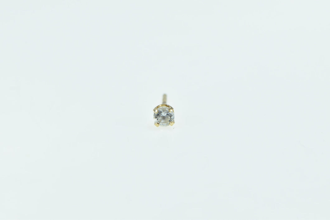 14K Classic Single Diamond Solitaire Round Stud Earring Yellow Gold