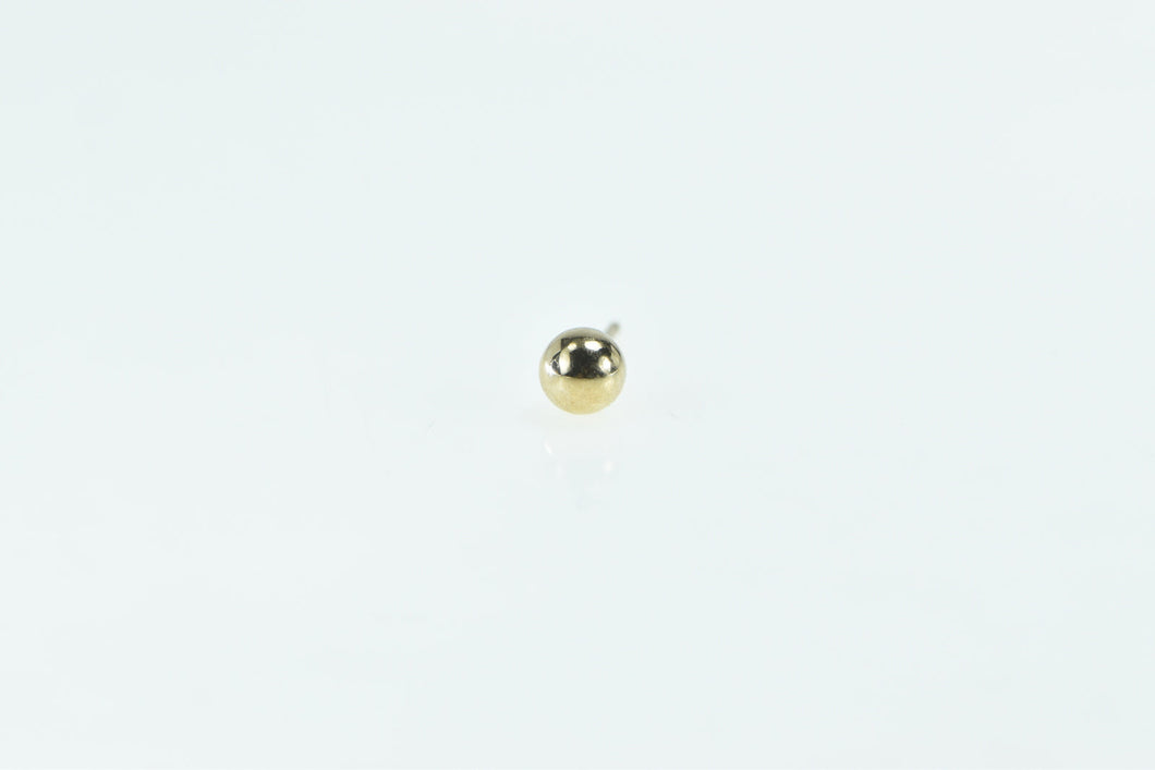 10K Classic Round Sphere Ball Single Vintage Earring Yellow Gold