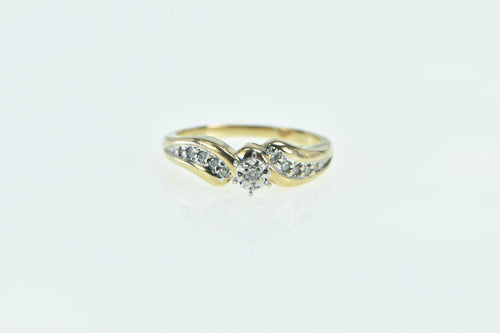 10K Vintage Diamond Classic Bypass Promise Ring Yellow Gold