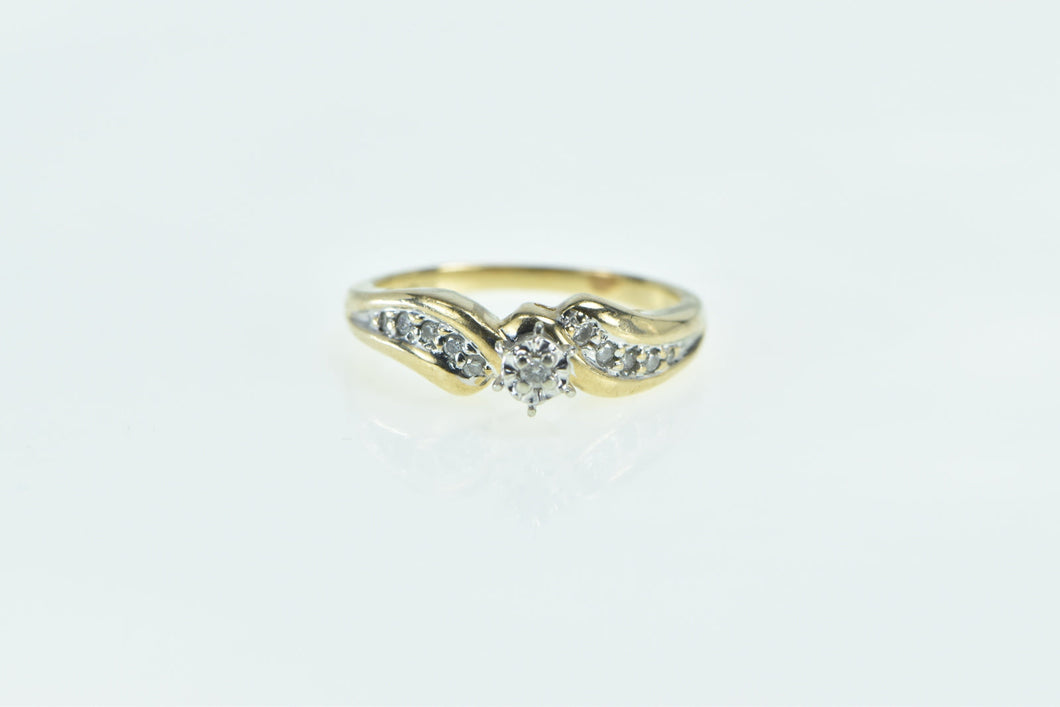 10K Vintage Diamond Classic Bypass Promise Ring Yellow Gold