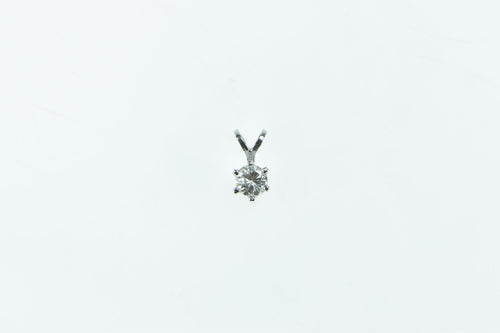 14K 0.20 Ct Diamond Solitaire Classic Round Vintage Pendant White Gold