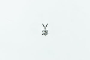 14K 0.20 Ct Diamond Solitaire Classic Round Vintage Pendant White Gold