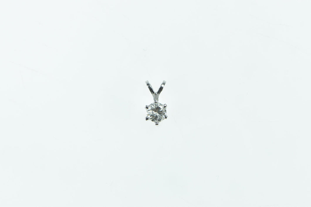 14K 0.20 Ct Diamond Solitaire Classic Round Vintage Pendant White Gold