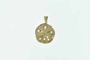 14K Sand Dollar Sea Shell Ocean Motif Beach Charm/Pendant Yellow Gold