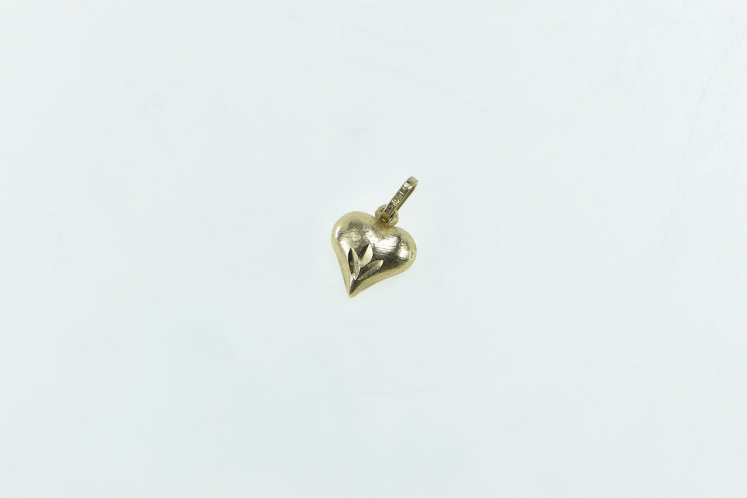 14K Heart Love Symbol Romantic Diamond Cut Charm/Pendant Yellow Gold