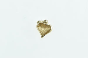 14K Heart Love Symbol Romantic Diamond Cut Charm/Pendant Yellow Gold