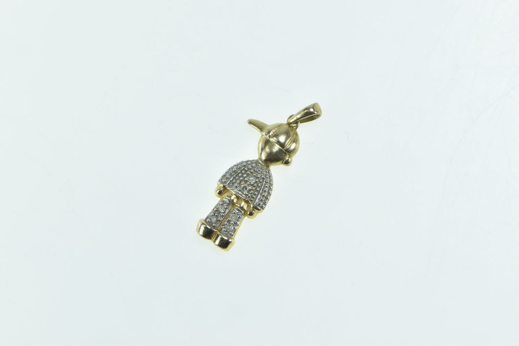 14K Two Tone Diamond Little Boy Son Mother's Day Charm/Pendant Yellow Gold