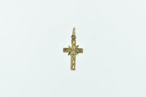 14K Vintage Retro Cross Christian Faith Symbol Charm/Pendant Yellow Gold