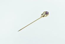 Load image into Gallery viewer, 10K Victorian Ornate Amethyst Seed Pearl Statement Stick Pin Yellow Gold