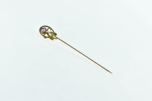 Load image into Gallery viewer, 10K Victorian Ornate Amethyst Seed Pearl Statement Stick Pin Yellow Gold