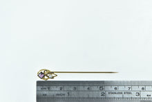 Load image into Gallery viewer, 10K Victorian Ornate Amethyst Seed Pearl Statement Stick Pin Yellow Gold