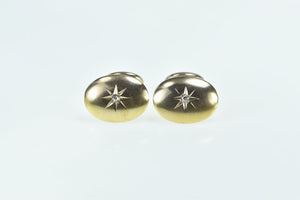 10K 1960's Diamond Vintage Star Inset Men's Cuff Links Yellow Gold