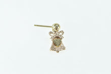 Load image into Gallery viewer, 14K Wedding Bell Bow Diamond Cut Dangle Single Earring Yellow Gold