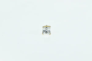 14K Princess Solitaire Classic CZ Single Stud Earring Yellow Gold