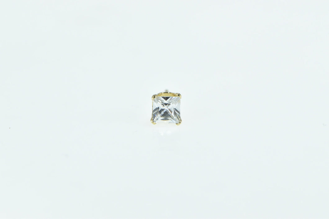 14K Princess Solitaire Classic CZ Single Stud Earring Yellow Gold