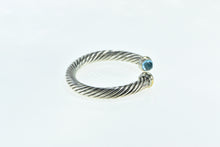 Load image into Gallery viewer, Sterling Silver 14K Gold David Yurman Blue Topaz Cuff Bracelet 6.25&quot;