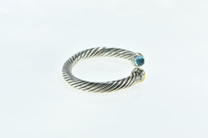 Sterling Silver 14K Gold David Yurman Blue Topaz Cuff Bracelet 6.25"