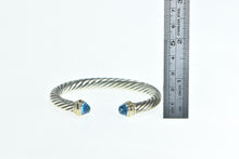 Load image into Gallery viewer, Sterling Silver 14K Gold David Yurman Blue Topaz Cuff Bracelet 6.25&quot;