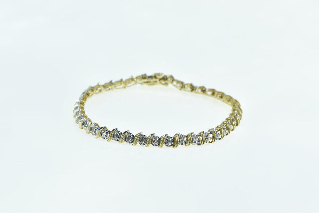 10K 0.78 Ctw Diamond Classic Vintage Tennis Bracelet 6.75