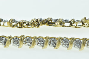 10K 0.78 Ctw Diamond Classic Vintage Tennis Bracelet 6.75" Yellow Gold