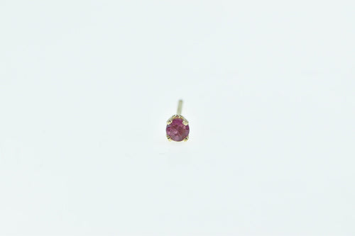 14K Single Ruby Solitaire Classic Vintage Stud Earring Yellow Gold