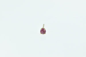 14K Single Ruby Solitaire Classic Vintage Stud Earring Yellow Gold