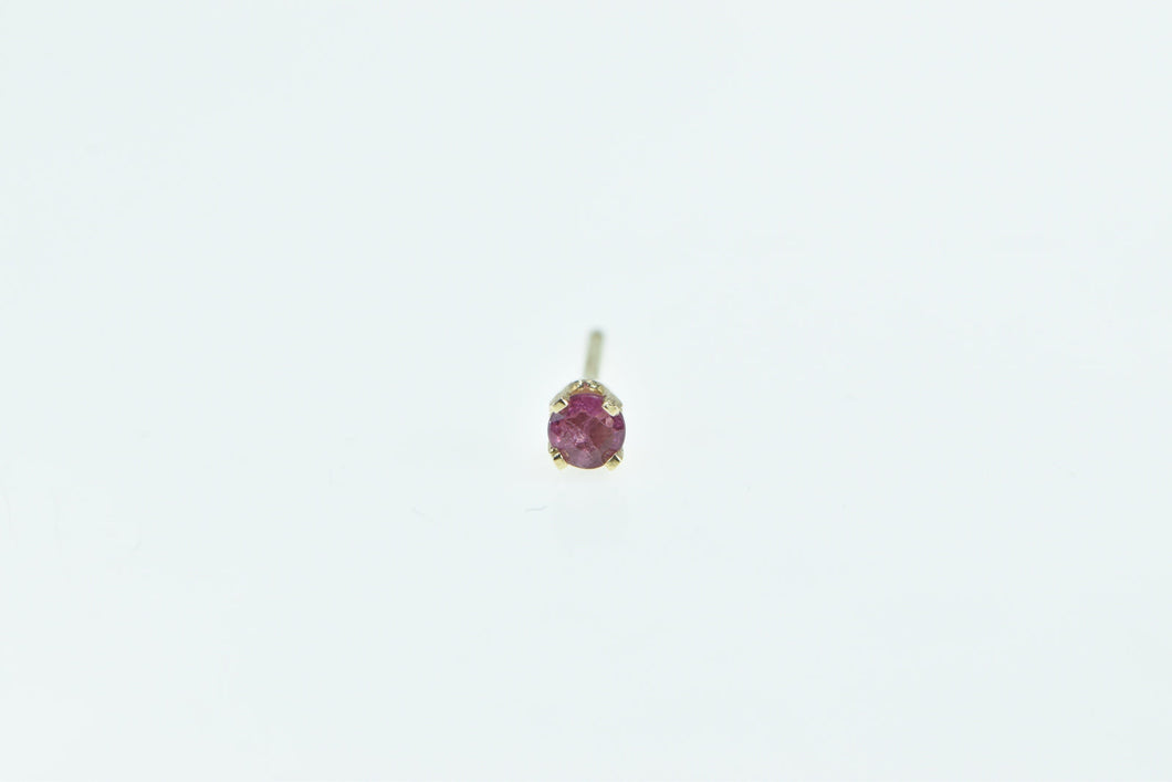 14K Single Ruby Solitaire Classic Vintage Stud Earring Yellow Gold